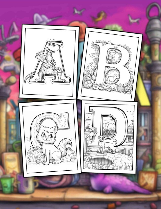 Learning ABC Alphabet Coloring Book For Preschool, 30 Pages Printable