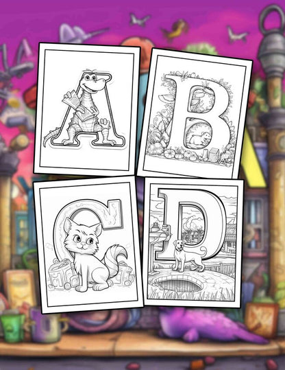 Learning ABC Alphabet Coloring Book For Preschool, 30 Pages Printable