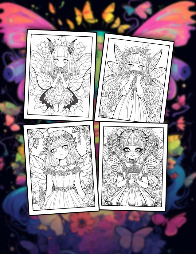 Fantasy Kawaii Fairy 30 Pages Printable Coloring Book