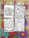 Enchanted Flowers 25 Pages Printable Coloring Book