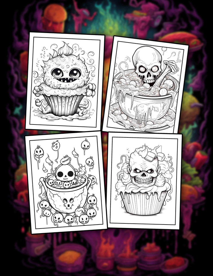 Creepy Food 30 Pages Printable Coloring Book