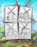 Windmill 30 Pages Printable Coloring Book