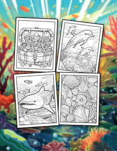 Marine Life 30 Pages Printable Coloring Book