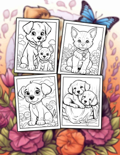 Puppies and Kittens 30 Pages Printable Coloring Book