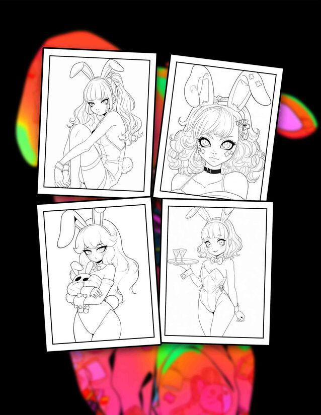 Bad Bunny Girl 30 Pages Printable Coloring Book