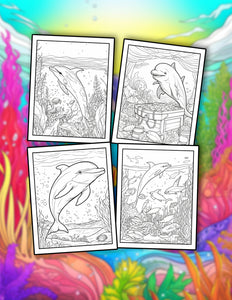 Enchanted Dolphin 30 Pages Printable Coloring Book