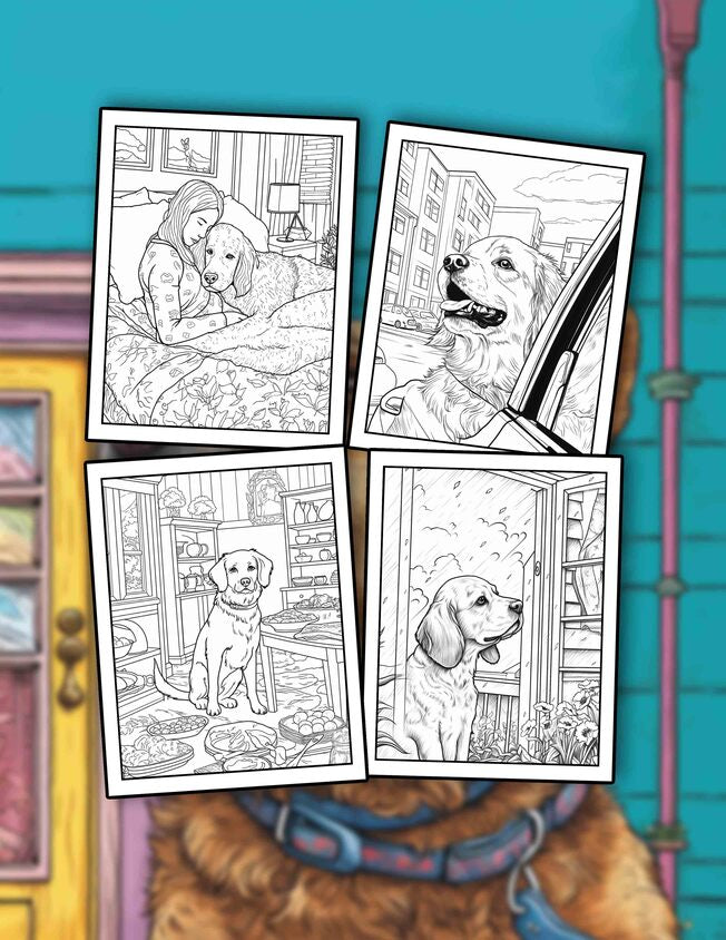 Living With Dog 30 Pages Printable Coloring Book