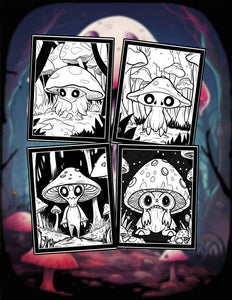 Midnight Scary Mushroom 30 Pages Printable Coloring Book