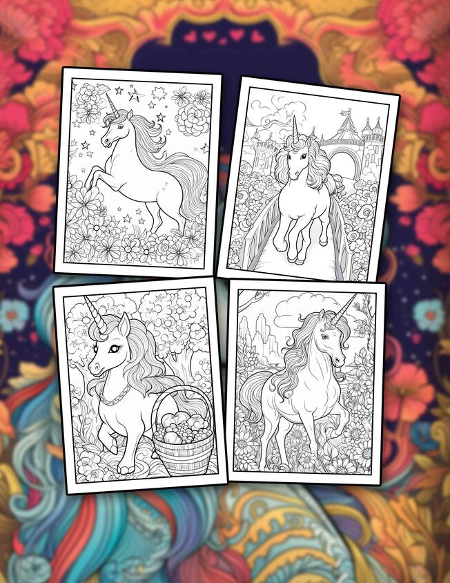 Unicorn Wonders 30 Pages Printable Coloring Book