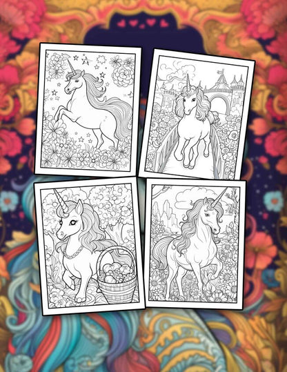 Unicorn Wonders 30 Pages Printable Coloring Book