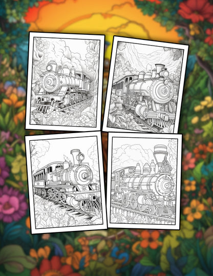 Enchanted Train 25 Pages Printable Coloring Book