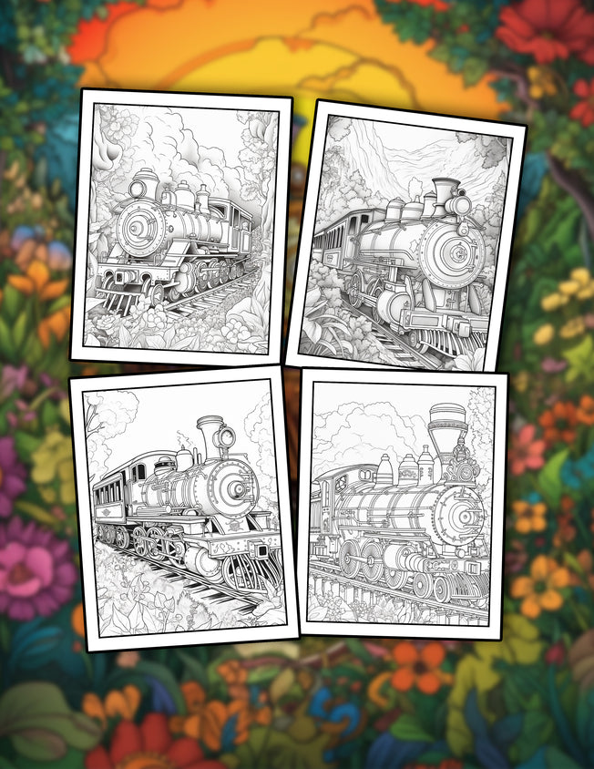 Enchanted Train 25 Pages Printable Coloring Book