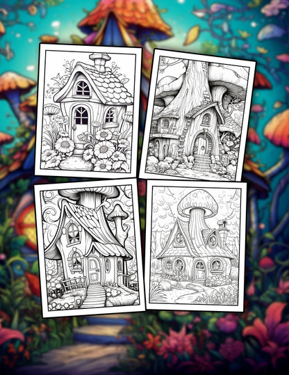 Enchanted Fairy House 25 Pages Printable Coloring Book