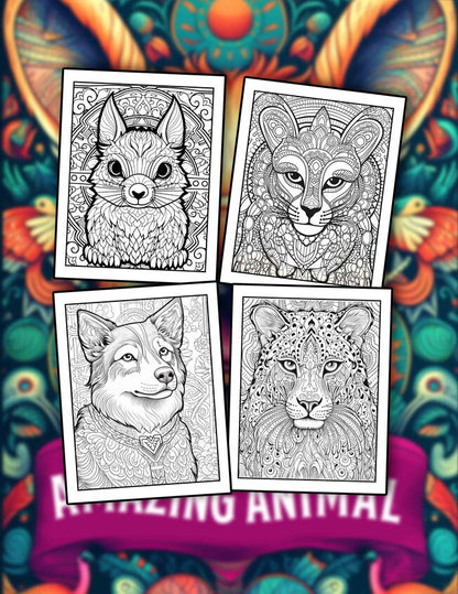 Amazing Animal 30 Pages Printable Coloring Book