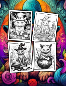 Cat Witch 30 Pages Printable Coloring Book