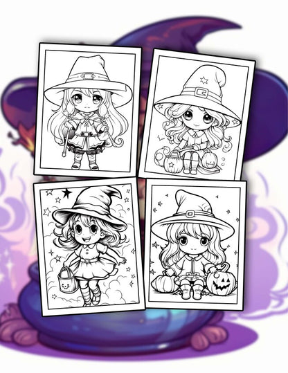 Kawaii Witch 30 Pages Printable Coloring Book