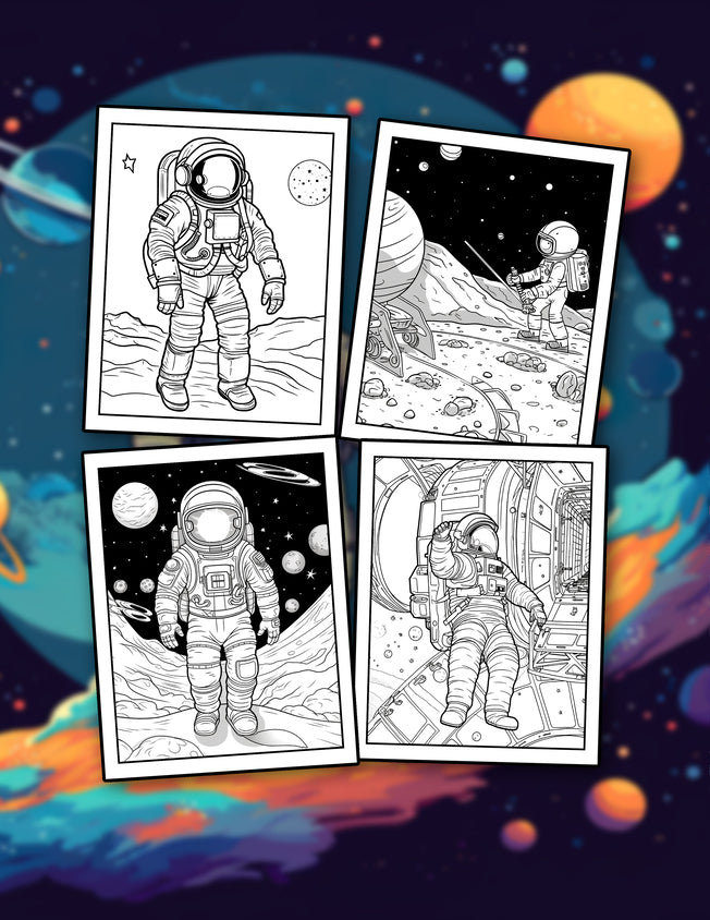 Astronaut In Space 30 Pages Printable Coloring Book