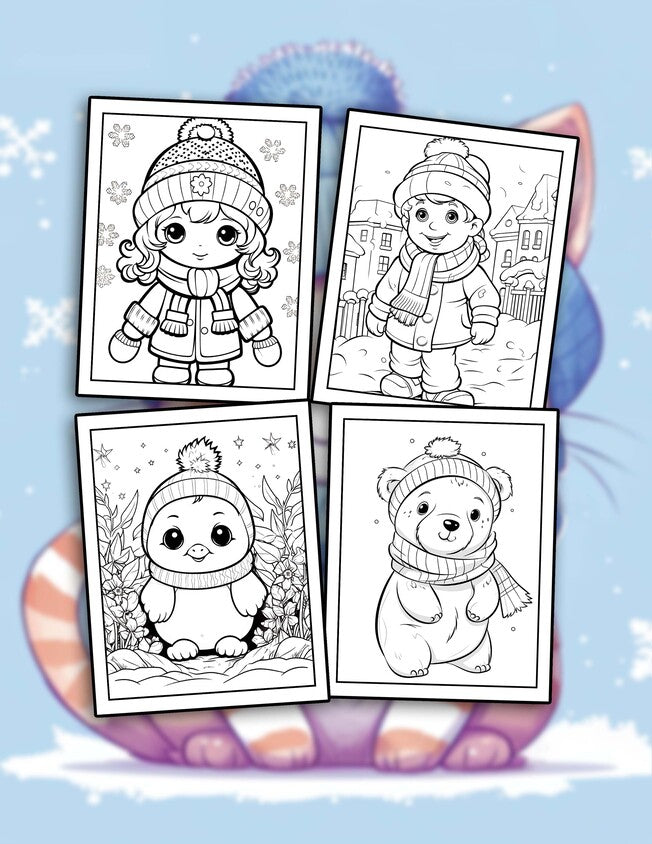 Cute Winter 30 Pages Printable Coloring Book