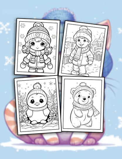 Cute Winter 30 Pages Printable Coloring Book