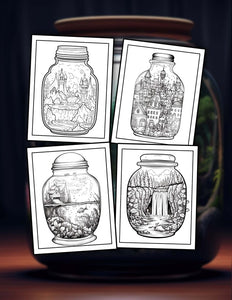 Landscape In Bottle 30 Pages Printable Coloring Book