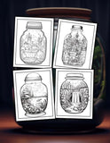 Landscape In Bottle 30 Pages Printable Coloring Book