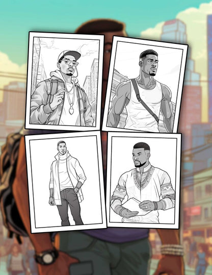 Handsome Black Men 30 Pages Printable Coloring Book