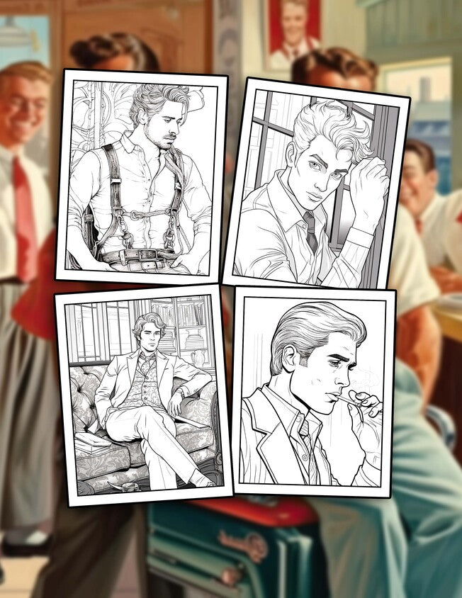 Pin-Up Boys 25+ Pages Printable Coloring Book