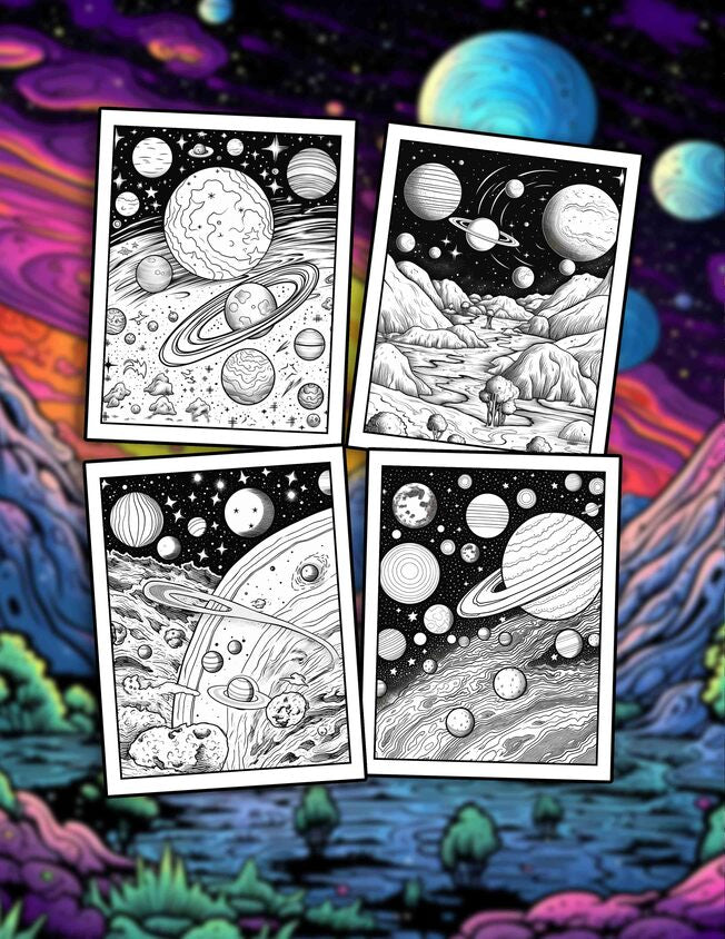 Fantasy Space 30 Pages Printable Coloring Book