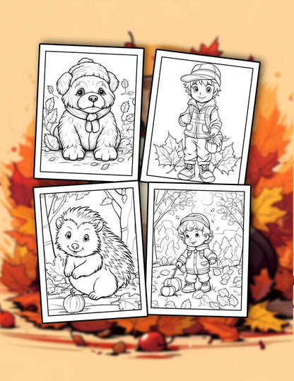 Cute Autumn 30 Pages Printable Coloring Book