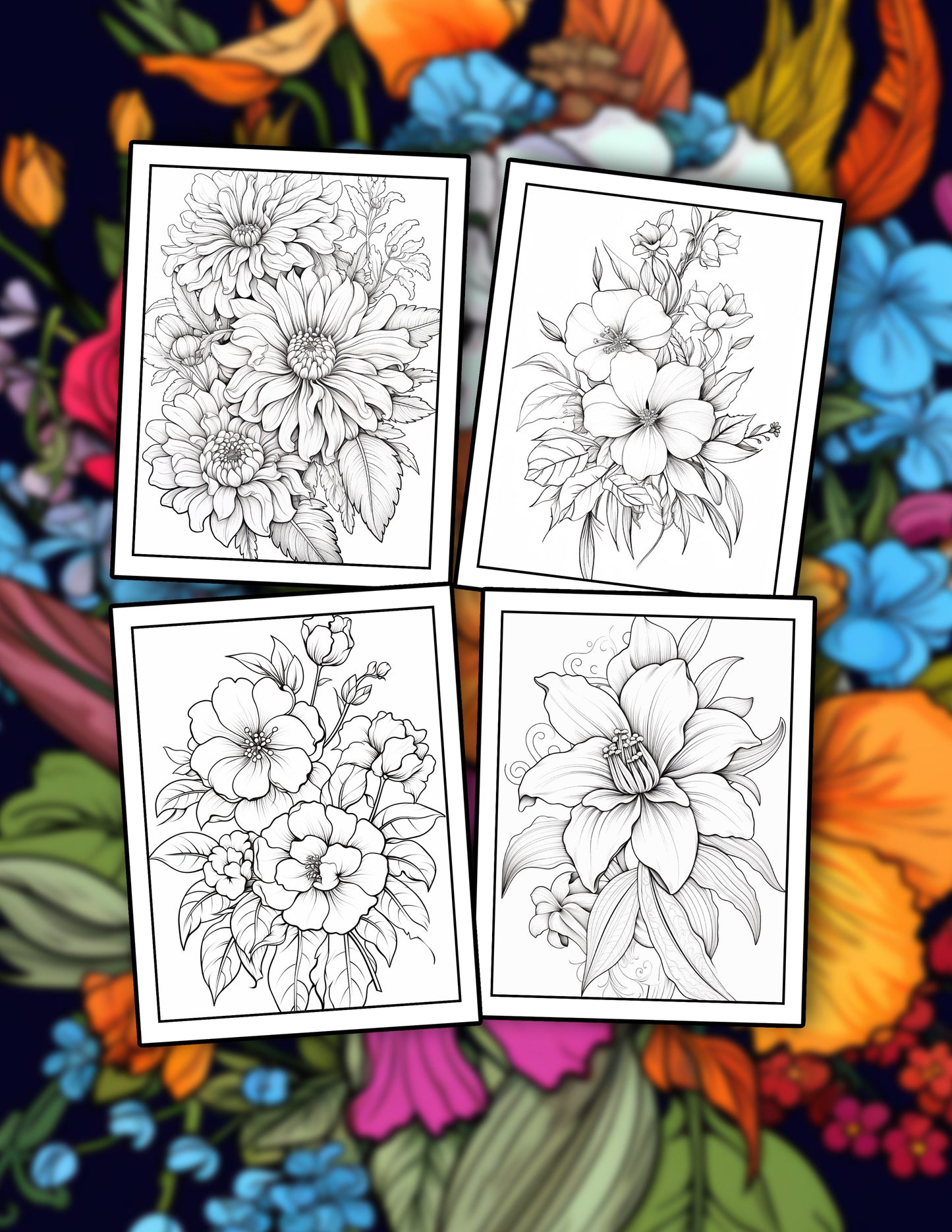 Seasonal Flower 25 Pages Printable Coloring Book