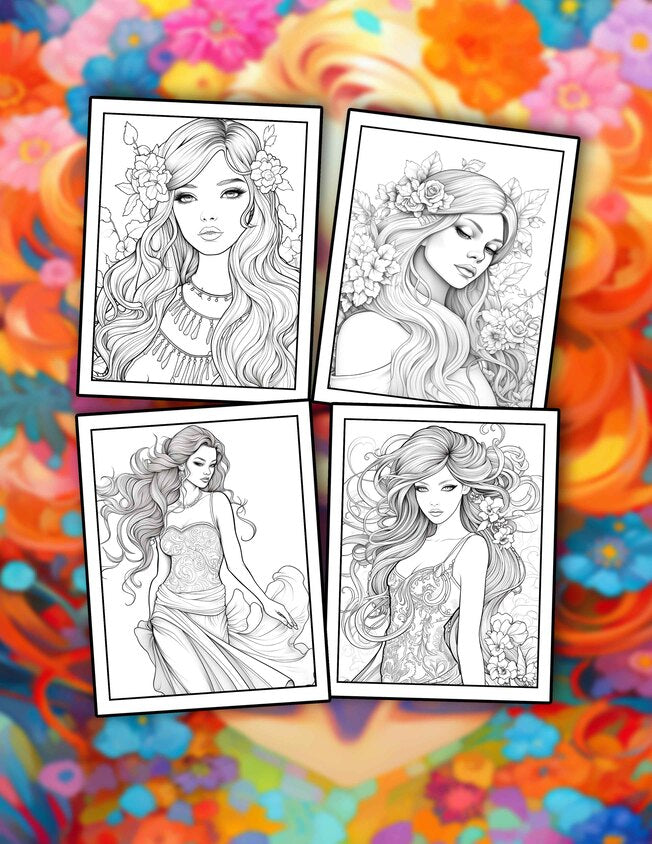 Pretty Girl 30 Pages Printable Coloring Book