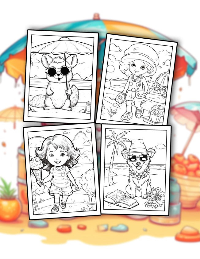 Cute Summer 30 Pages Printable Coloring Book