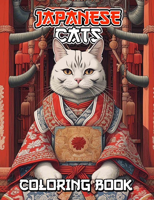 Japanese Cats 30 Pages Printable Coloring Book