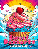 Sweet Desserts 30 Pages Printable Coloring Book