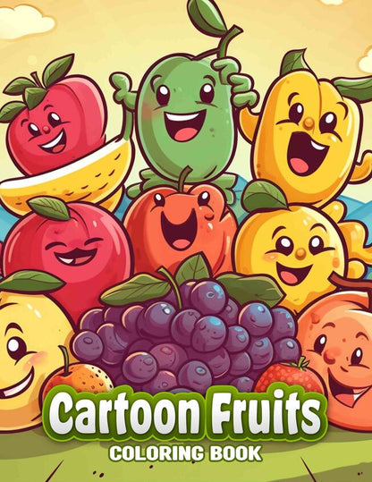 Cartoon Fruits 30 Pages Printable Coloring Book