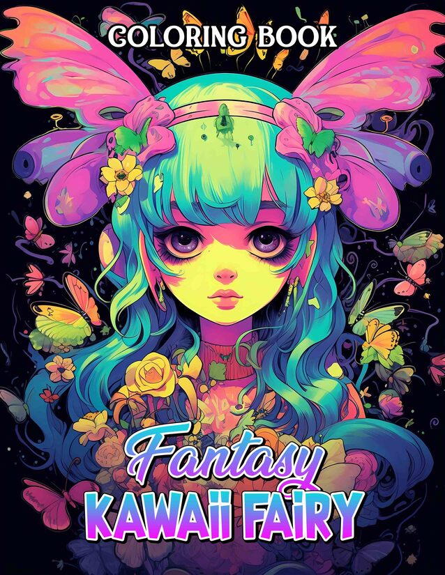 Fantasy Kawaii Fairy 30 Pages Printable Coloring Book