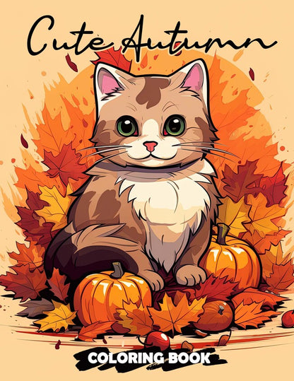 Cute Autumn 30 Pages Printable Coloring Book