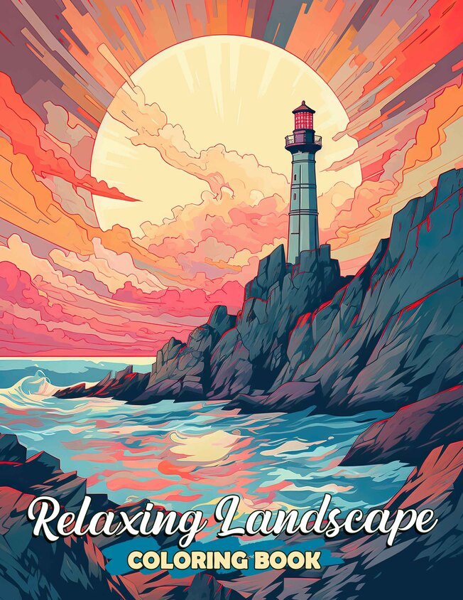 Relaxing Landscape 30 Pages Printable Coloring Book