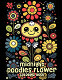 Midnight Doodles Flower 30 Pages Printable Coloring Book