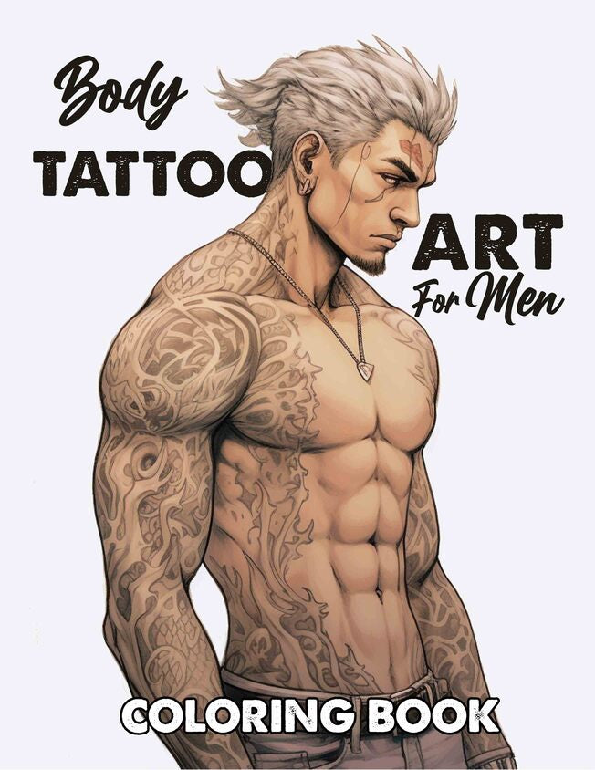 Body Tattoo Art For Men 30 Pages Printable Coloring Book