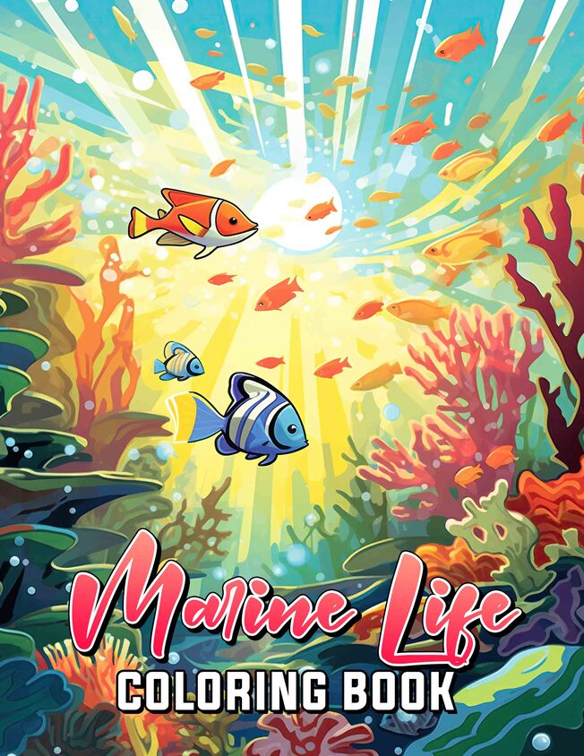 Marine Life 30 Pages Printable Coloring Book