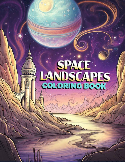 Space Landscapes 25 Pages Printable Coloring Book