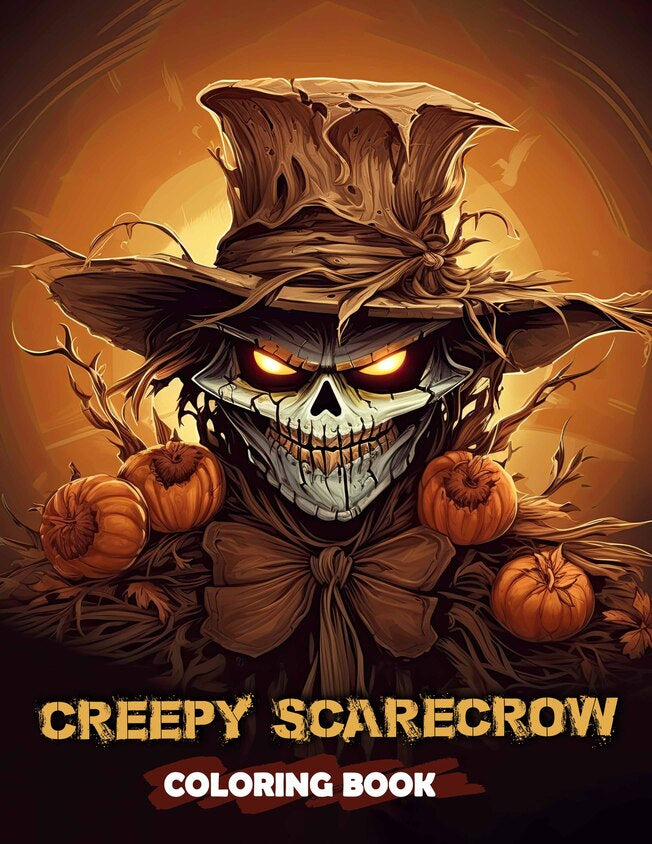 Creepy scarecrow 30 Pages Printable Coloring Book