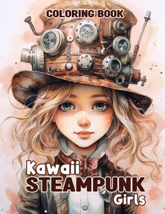 Kawaii Steampunk Girls 30 Pages Printable Coloring Book