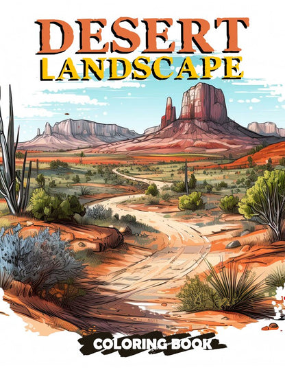 Desert Landscape 30 Pages Printable Coloring Book