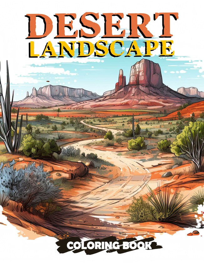 Desert Landscape 30 Pages Printable Coloring Book - Coloring Book