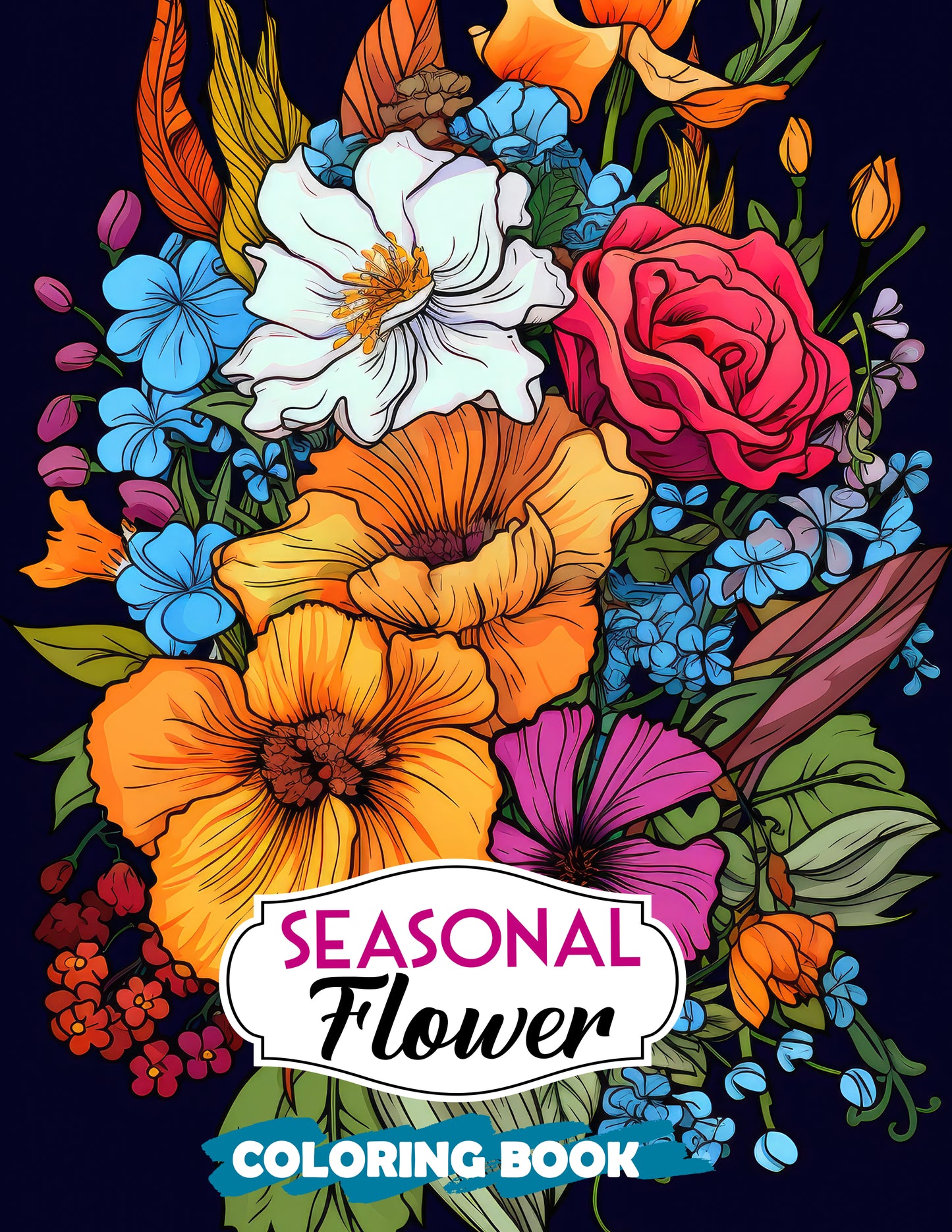 Seasonal Flower 25 Pages Printable Coloring Book