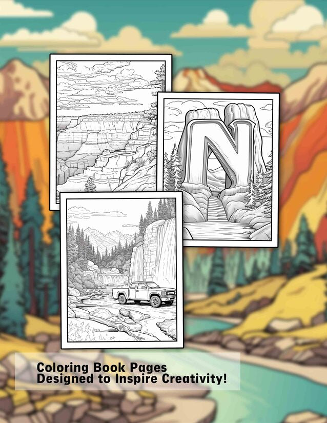 National Parks 25 Pages Printable Coloring Book