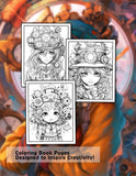 Kawaii Steampunk Girls 30 Pages Printable Coloring Book