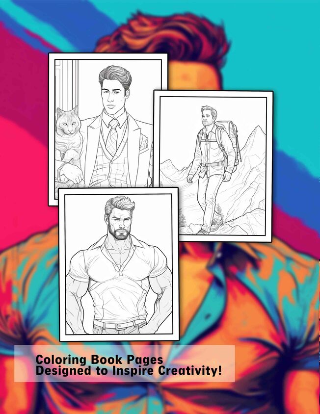 Handsome Men In 30's For Adult 30 Pages Printable Coloring Book